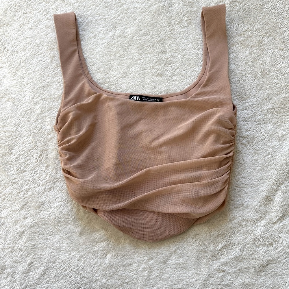 Zara Tulle Coset Top XS Beige-Pink - Picture 6 of 7